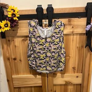 Fabletics Camouflage Crop Top in Yellow and Purple